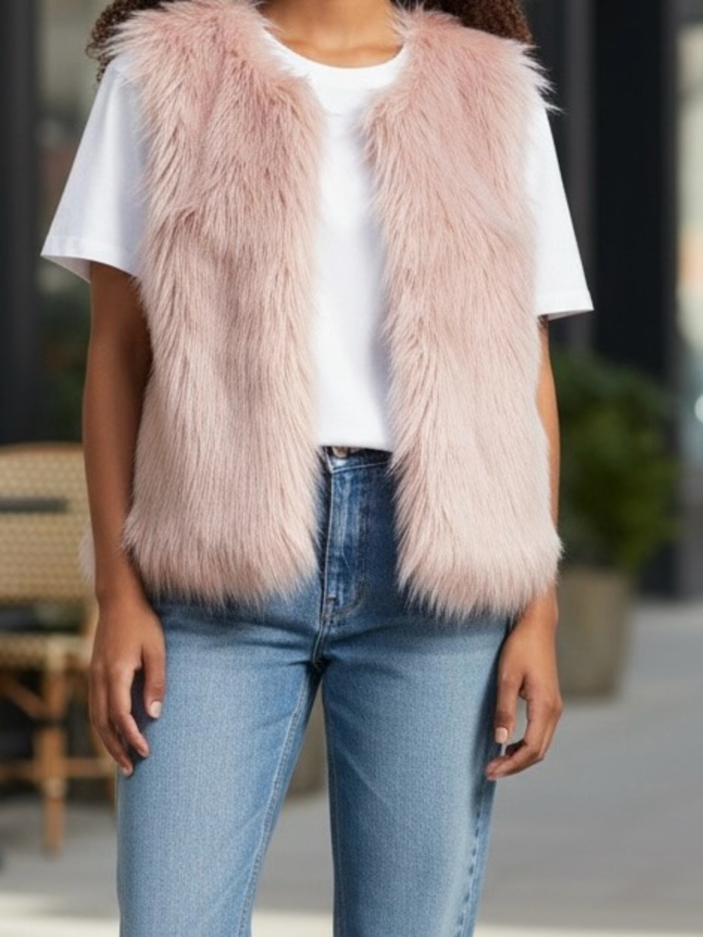 Forever 21 Blush Pink Faux Fur Vest